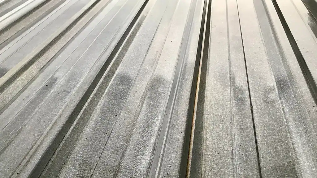 Metal roof showing early signs of oxidation
