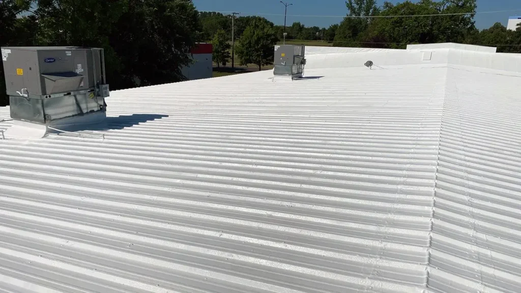 Met-A-Sil on commercial R-panel metal roof