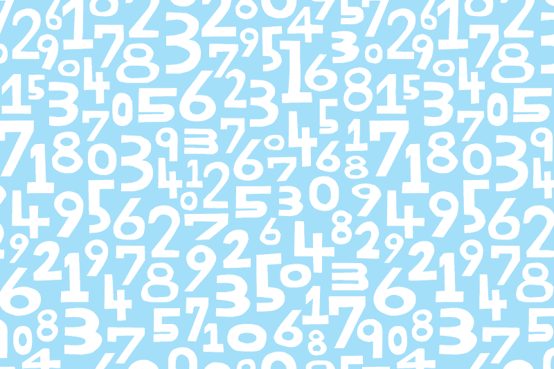 Baby blue background with numbers covering the surface, used to demonstrate the number of leads coming in.