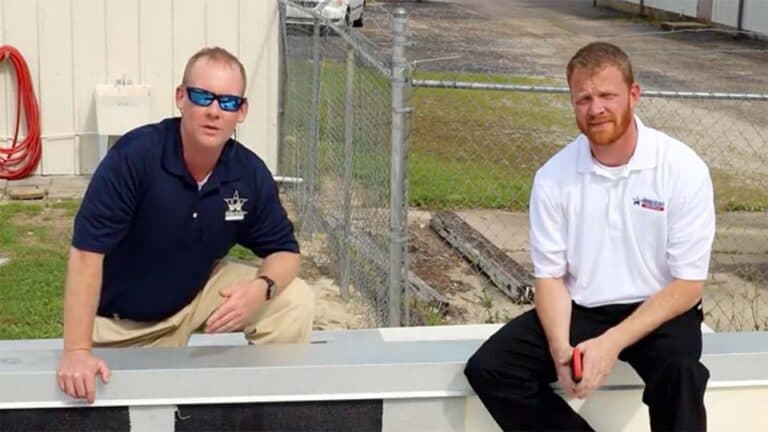 Brian O'Donnell and Eric Long demonstrating Terminator Roof Sealants